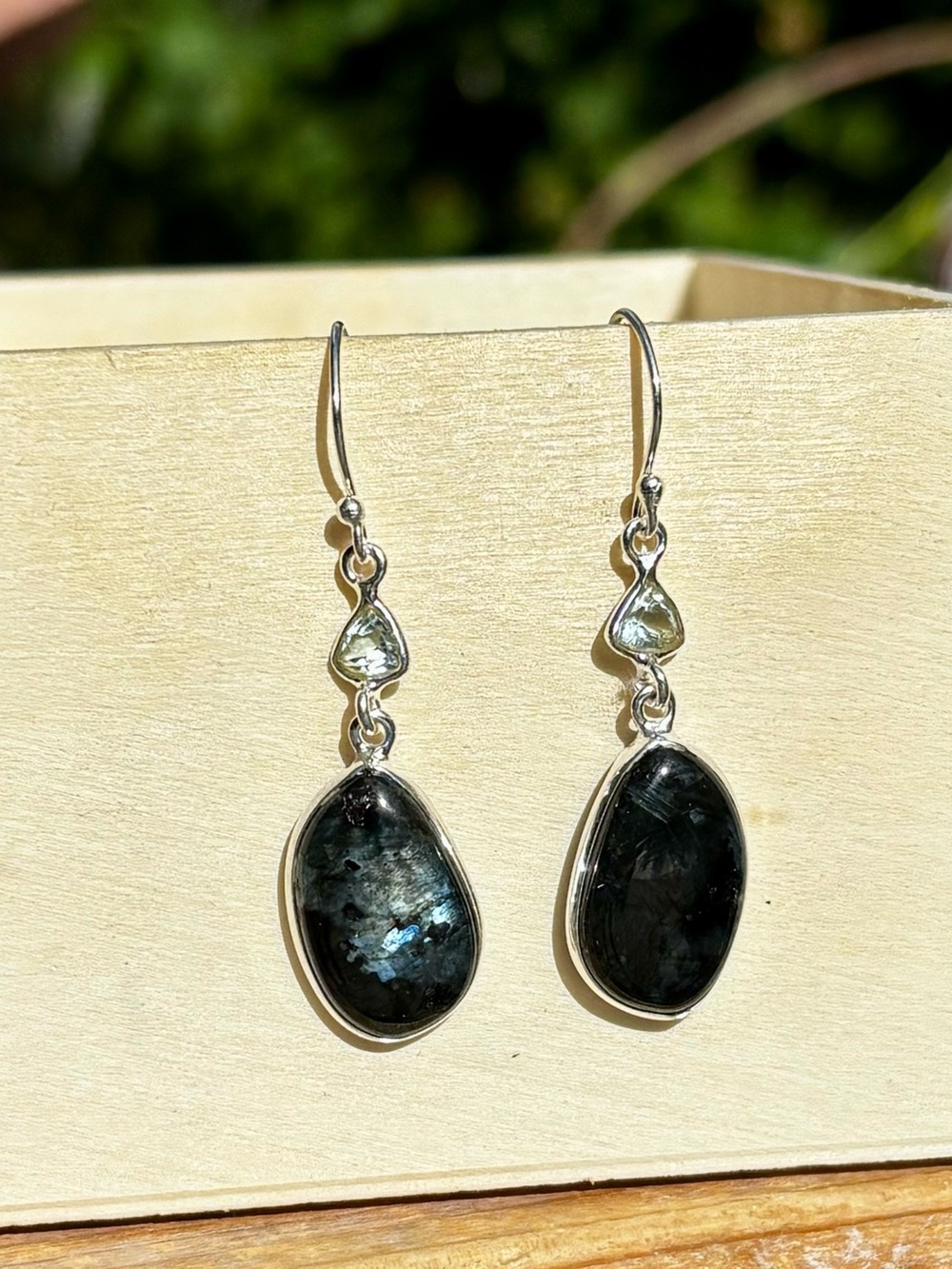 NEW! Larvkite & Topaz Earrings